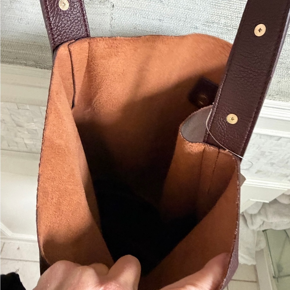 NWT new Anthropologie studded vegan leather north west tote bag + pouch brown - Picture 7 of 14
